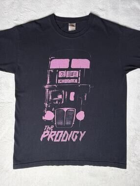 The Prodigy No Tourists Album T-Shirt Medium Pink Bus Fruit of the Loom